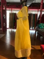 Yellow Organza Silk Saree with Badla Work - Image 7