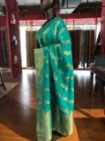 Teal Blue Muga Silk Saree - Image 5
