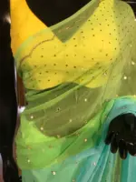Ombre Blue Chiffon Saree with Mirror Work - Image 2