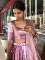 Lavender Brocade Tissue Silk Lehenga Set of 3