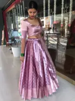 Lavender Brocade Tissue Silk Lehenga Set of 3 - Image 3