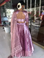 Lavender Brocade Tissue Silk Lehenga Set of 3 - Image 4