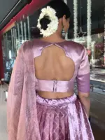 Lavender Brocade Tissue Silk Lehenga Set of 3 - Image 5