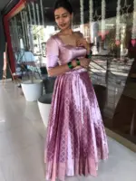 Lavender Brocade Tissue Silk Lehenga Set of 2 - Image 3