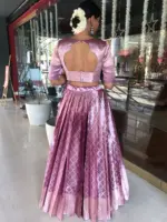 Lavender Brocade Tissue Silk Lehenga Set of 2 - Image 5