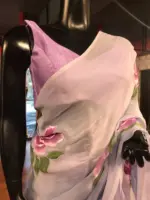 Lilac Handpainted Viscose Organza Silk Saree - Image 3