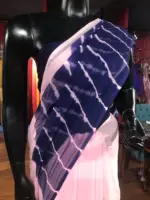 Pink Block Printed Chiffon Saree - Image 3