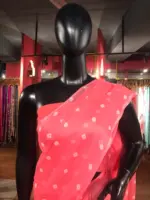 Pink Block Printed Chiffon Saree - Image 5