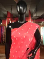 Pink Block Printed Chiffon Saree