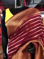 Wine Banarasi Georgette Saree with Gold Zari Weaves