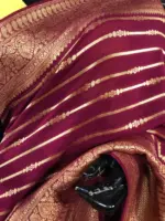 Wine Banarasi Georgette Saree with Gold Zari Weaves - Image 4