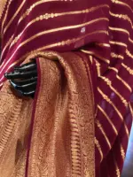 Wine Banarasi Georgette Saree with Gold Zari Weaves - Image 3