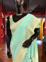 Sea Green Georgette Saree with Gold Zari Weaves