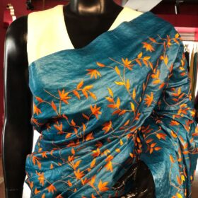 Blue Tussar Silk Saree