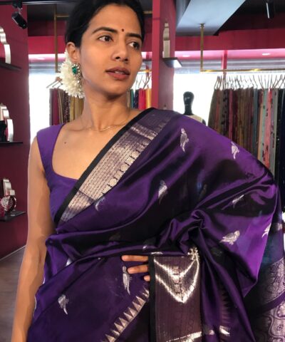 Purple Venkatagiri Pure Silk Saree