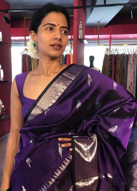 Purple Venkatagiri Pure Silk Saree