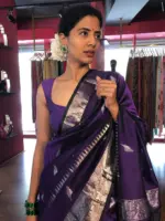 Purple Venkatagiri Pure Silk Saree - Image 4