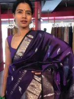 Purple Venkatagiri Pure Silk Saree - Image 5
