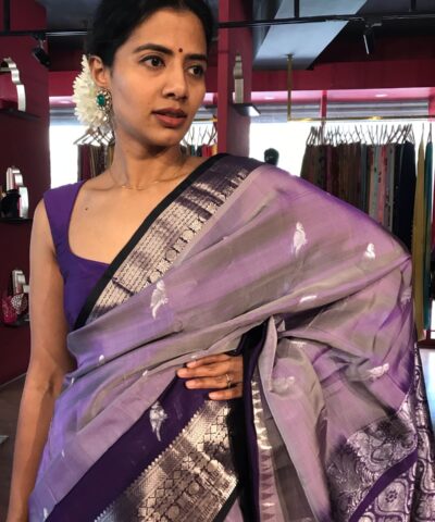 Lilac Venkatagiri Pure Silk Saree