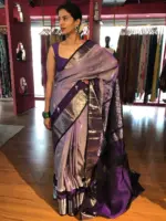 Lilac Venkatagiri Pure Silk Saree - Image 4