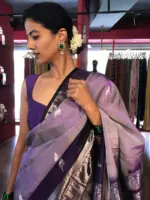 Lilac Venkatagiri Pure Silk Saree - Image 3