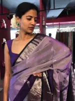 Lilac Venkatagiri Pure Silk Saree - Image 2