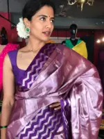 Lilac Banarasi Soft Silk Saree - Image 4