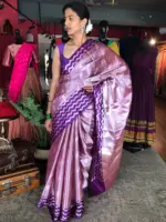 Lilac Banarasi Soft Silk Saree - Image 5
