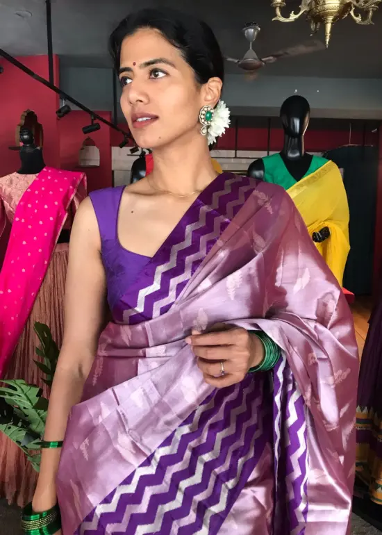 Lilac Banarasi Soft Silk Saree