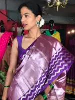 Lilac Banarasi Soft Silk Saree - Image 2
