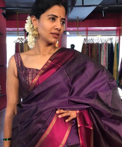 Purple Kanchivaram Silk Saree with Gold Zari Weaves
