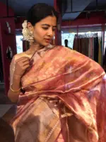Pink Printed Tissue Silk Saree