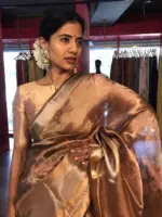 Water Gold Printed Tissue Silk Saree