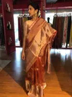 Red Printed Tissue Silk Saree - Image 6