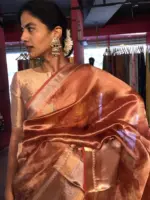 Red Printed Tissue Silk Saree
