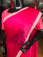 Pink Organza Badla work Saree - Image 3