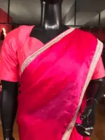 Pink Organza Badla work Saree