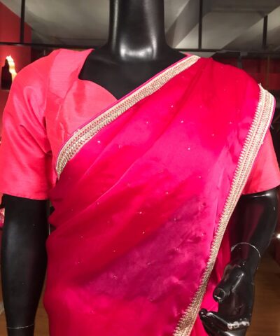 Pink Organza Badla work Saree