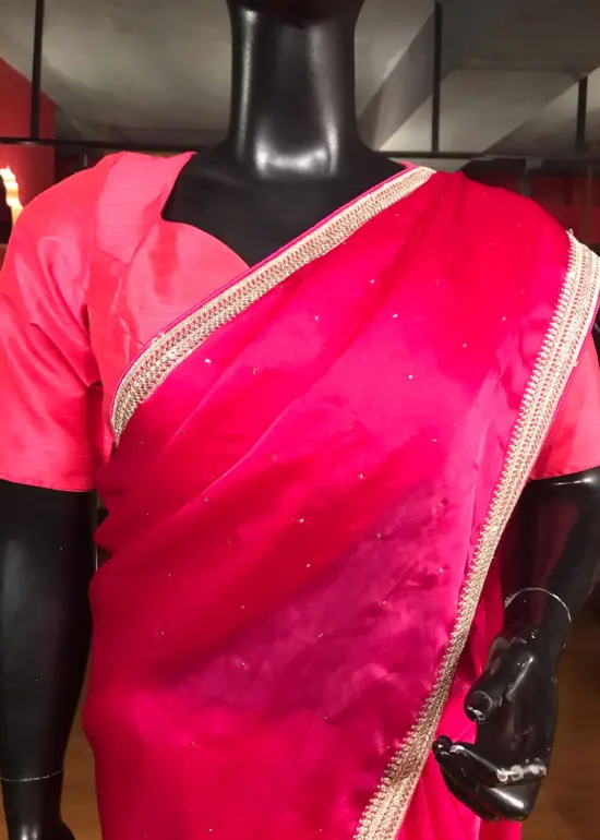 Pink Organza Badla work Saree