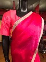 Pink Organza Badla work Saree - Image 4