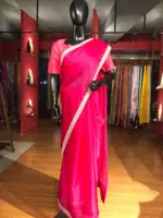 Pink Organza Badla work Saree - Image 5