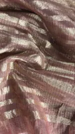 Pink Tissue Striped Silk Saree - Image 6