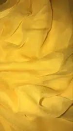 Yellow Block Printed Chiffon Saree - Image 6