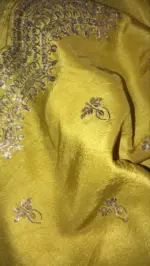 Mustard Yellow Tissue Silk Saree - Image 10