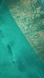 Teal Blue Muga Silk Saree - Image 7