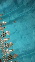 Blue Organza Silk Saree with embroidery Work - Image 6