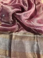 Pink Printed Tissue Silk Saree - Image 9