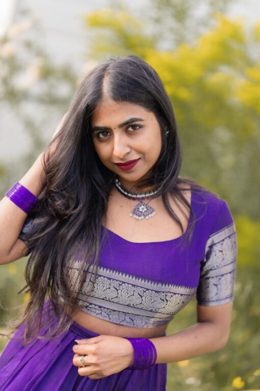 Purple Silk Lehenga Set of 2 - Image 6