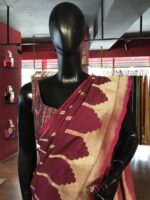 Wine Banarasi Soft Silk Saree