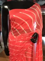 Orange Chiffon Saree - Image 5